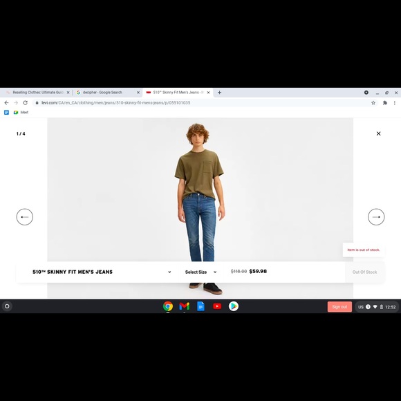 Breathable Levi Jeans - Picture 1 of 2